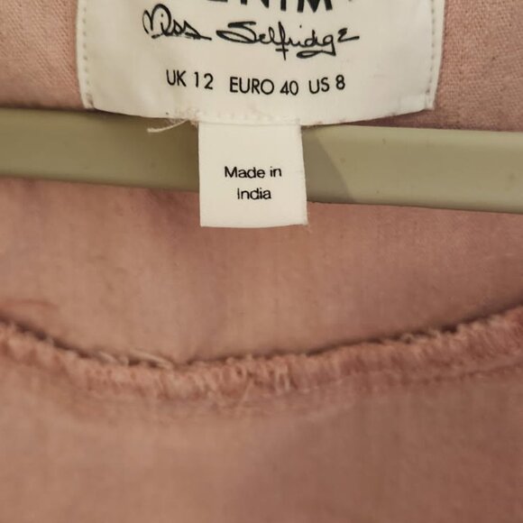 Miss Selfridge petite ruffle yolk corduroy dress in pink - Picture 6 of 6